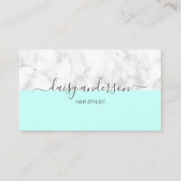 Elegant modern mint & white marble hair stylist