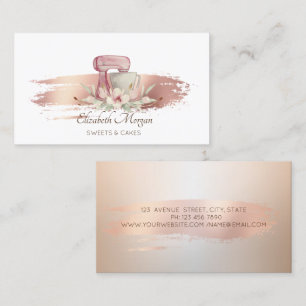 Elegant Modern Mixer Flower Brush Stroke Bakery Business Card