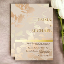 Elegant Modern Monochrome Gold Foil Invitation