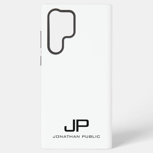 Elegant Modern Monogram Best Black & White Gifts Samsung Galaxy S22 Ultra Case (Back)