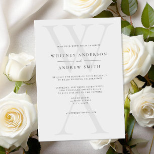 Elegant Modern Monogram Black and White Wedding Invitation