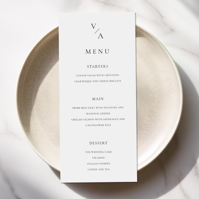 Elegant Modern Monogram Black and White Wedding Menu (Creator Uploaded)