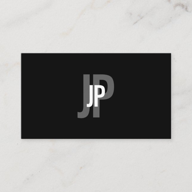Elegant Modern Monogram Black White Minimalist Business Card (Front)