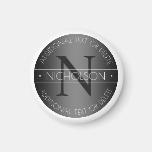 Elegant Modern Monogram Black & White Shading Magnet