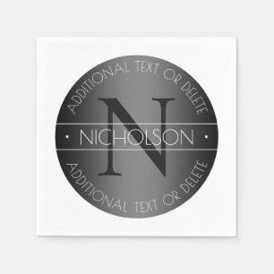 Elegant Modern Monogram Black & White Shading Napkin