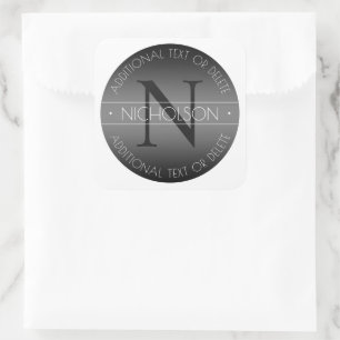 Elegant Modern Monogram Black & White Shading Square Sticker