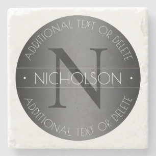 Elegant Modern Monogram Black & White Shading Stone Coaster