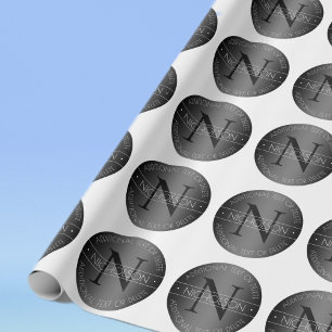Elegant Modern Monogram Black & White Shading Wrapping Paper