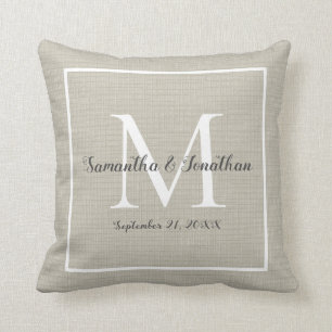 Elegant Modern Monogram Chic Wedding Keepsake Cushion