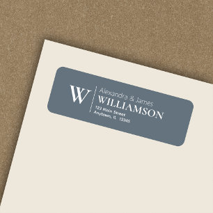 Elegant Modern Monogram Dusty Blue Return Address Label