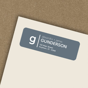 Elegant Modern Monogram Dusty Blue Return Address Label
