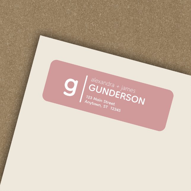 Elegant Modern Monogram Dusty Rose Return Address Label (Creator Uploaded)