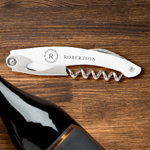 Elegant Modern Monogram Family Name Corkscrew