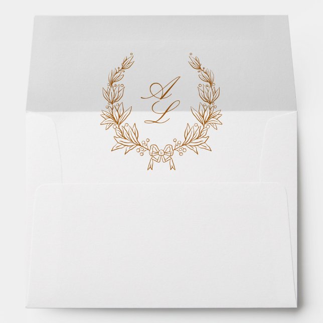 Elegant Modern Monogram Floral Wreath Wedding Envelope (Creator Uploaded)