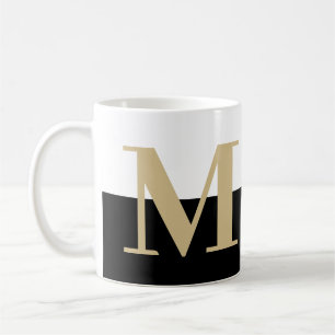 Elegant Modern Monogram Gift Gold Black Coffee Mug