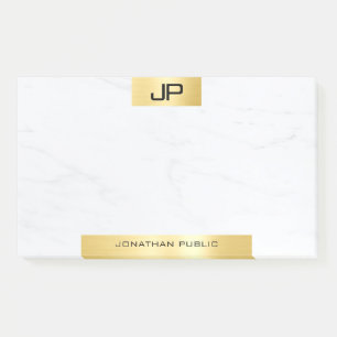 Elegant Modern Monogram Gold Marble Template Post-it Notes