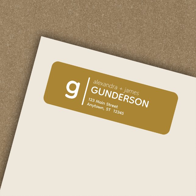 Elegant Modern Monogram Gold Return Address Label (Creator Uploaded)