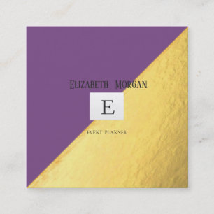 Elegant Modern Monogram Gold,Violet Square Business Card