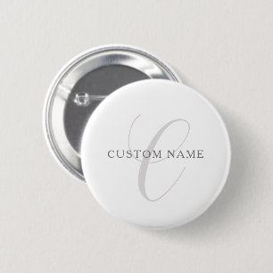 Elegant Modern Monogram   Grey & White (editable) 6 Cm Round Badge