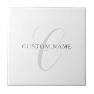 Elegant Modern Monogram   Grey & White (editable) Ceramic Tile