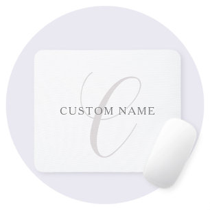 Elegant Modern Monogram Grey & White (editable) Mouse Pad