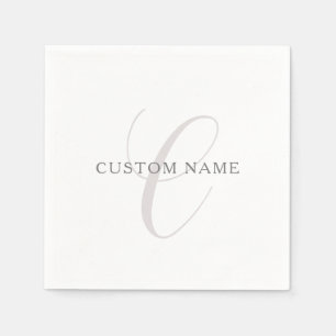 Elegant Modern Monogram   Grey & White (editable) Napkin