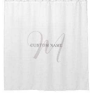 Elegant Modern Monogram Grey & White (editable) Shower Curtain