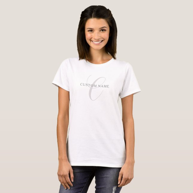 Elegant Modern Monogram | Grey & White (editable) T-Shirt (Front Full)