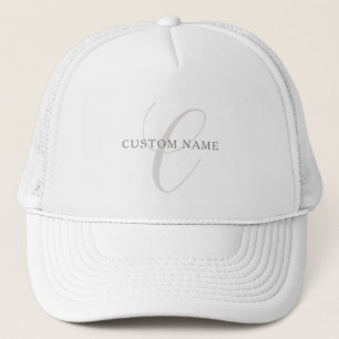 Elegant Modern Monogram   Grey & White (editable) Trucker Hat