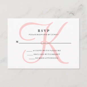 Elegant Modern Monogram in Pink RSVP