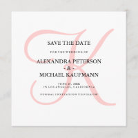 Elegant Modern Monogram in Pink Save the Date