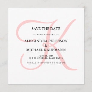 Elegant Modern Monogram in Pink Save the Date