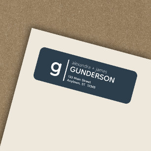 Elegant Modern Monogram Indigo Blue Return Address Label