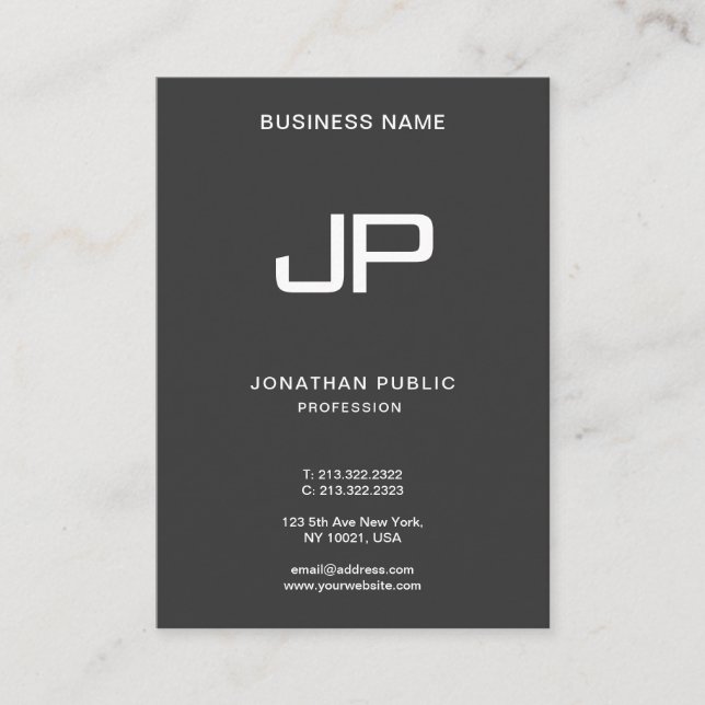 Elegant Modern Monogram Initial Luxury Mighty Business Card (Front)