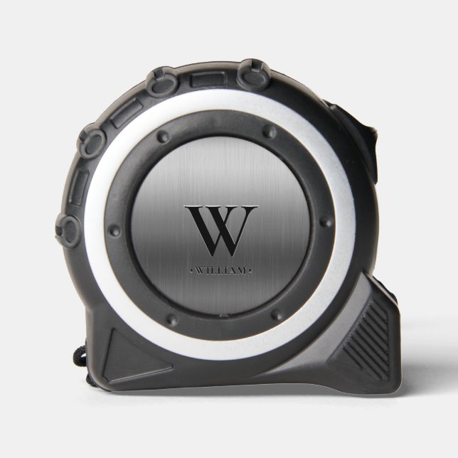 Elegant Modern Monogram Initial Silver Metallic  1 (Front)