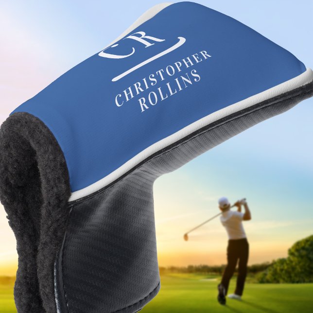 Elegant Modern Monogram Initials Name Blue Putter Golf Head Cover (Elegant Modern Monogram Initials Name Blue Putter Golf Head Cover)
