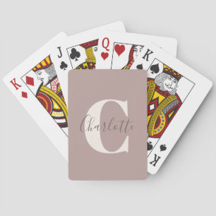 Elegant Modern Monogram Name Dusty Mauve Playing Cards