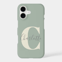 Elegant Modern Monogram Name in Sage Green 