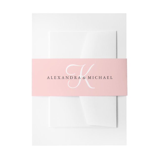 Elegant Modern Monogram Pink Invitation Belly Band (Front Example)