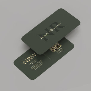 Elegant Modern Monogram Professional Dark Green Business Card