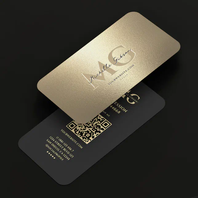 Elegant Modern Monogram Professional Faux Gold Business Card | Zazzle