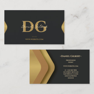 Elegant Modern Monogram Professional Gold Business Card