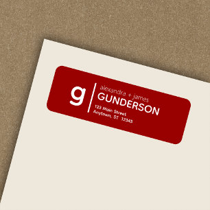 Elegant Modern Monogram Red Return Address Return Address Label