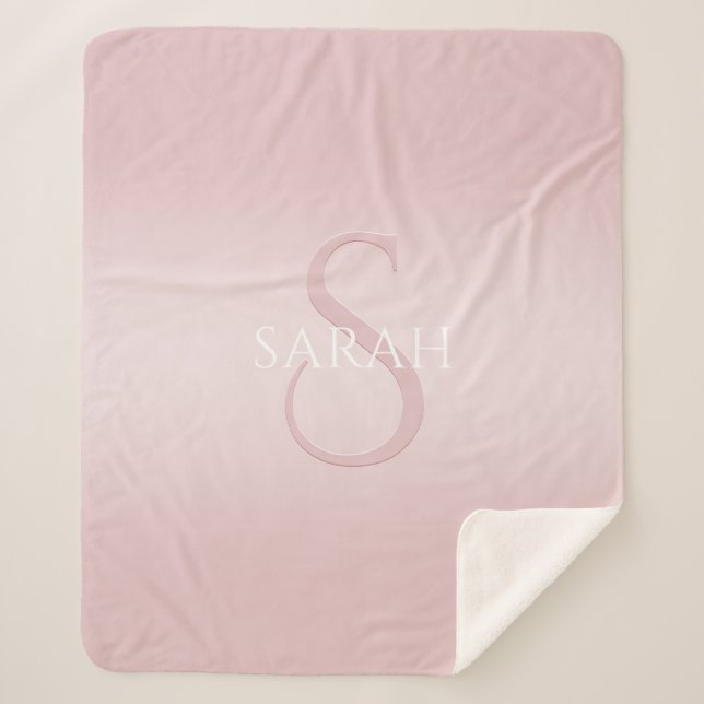 Elegant Modern Monogram Sherpa Blanket (Front)