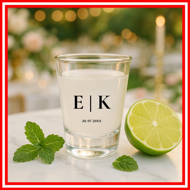 Elegant Modern Monogram Simple Minimalist Wedding Shot Glass (Creator Uploaded)