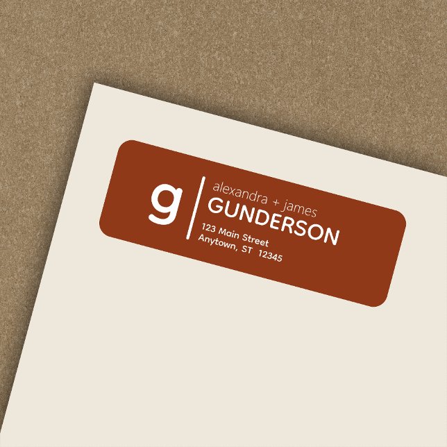 Elegant Modern Monogram Terracotta Return Address Label (Creator Uploaded)