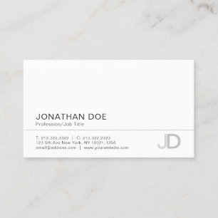 Elegant Modern Monogram White Plain Professional Business Card
