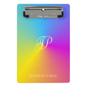 Elegant Modern Monogrammed Colourful Template Mini Clipboard