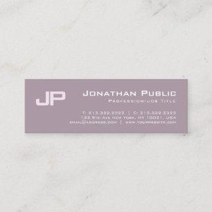 Elegant Modern Monogrammed Design Salon Plain Mini Business Card