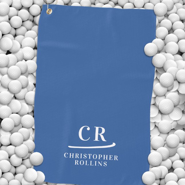 Elegant Modern Monogrammed Initials Name Blue Golf Towel (Elegant Modern Monogrammed Initials Name Blue Golf Towel)